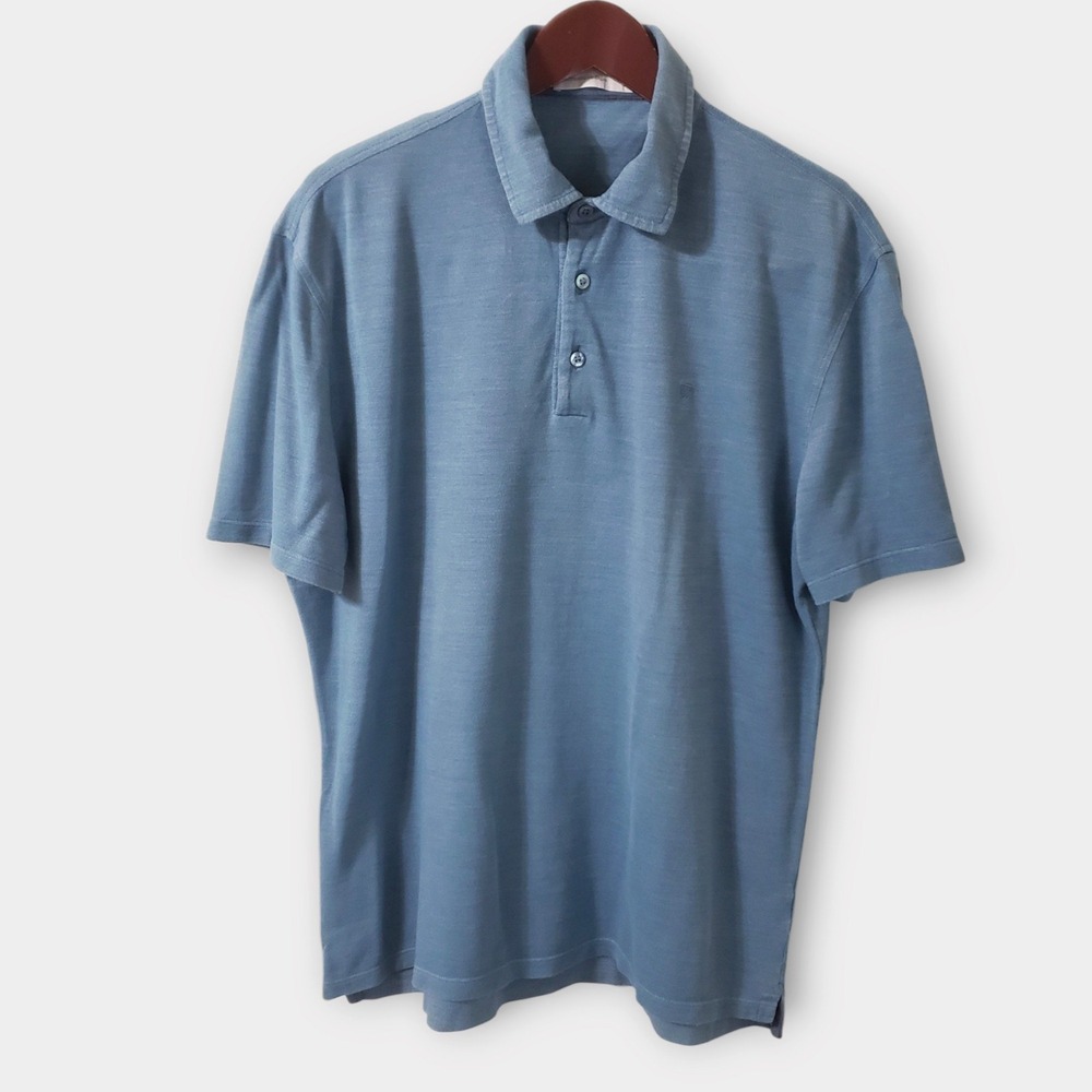 Ermenegildo Zegna Cotton Silk Polo Shirt Blue XXL 56 Made in Italy Short Sleeve